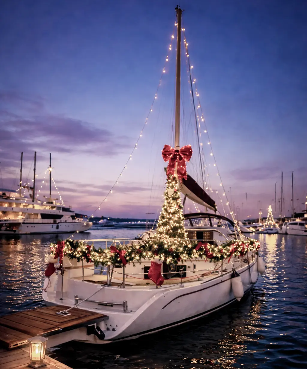 Weihnachtliche Yacht